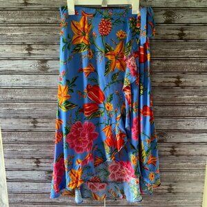 NWOT Cynthia Rowley Women's Floral Print Wrap Skirt‎ Size L